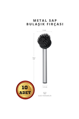 Milena Life Metal Saplı Pratik Lavabo ve Bulaşık Fırçası 10'lu