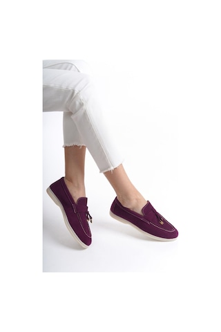 Mubiano Hakiki Deri Collection Kadın Süet Loafer & Babet Mürdüm -mckry1410-mrd Mürdüm