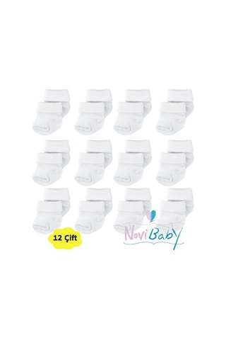 Novibaby 12'li Bambu Yenidoğan Bebek Çorap I Snow White I Kız Erkek Bebek Çorabı Çok Renkli