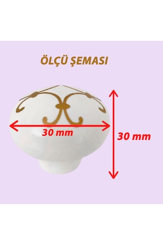 15 Adet Defne Altın Çizgili Beyaz Polimer Düğme Kulp Mantar Mobilya Mutfak Dolabı Çekmece Kulbu Kulpları