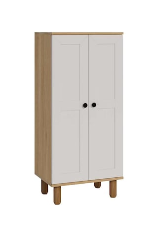 Ayka 2 Kapaklı 5 Raflı ve Çok Amaçlı Dolap Beyaz - Ceviz 129x60x37 cm