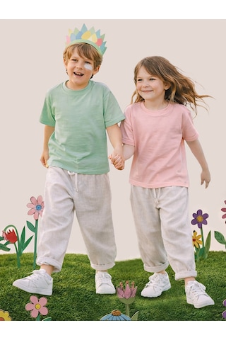 Mshb&g Erkek Kız Çocuk Unisex Pantolon Dokuma Bol Kesim Duble Paça İlkbahar/yaz 2-8 Yaş Çok Renkli