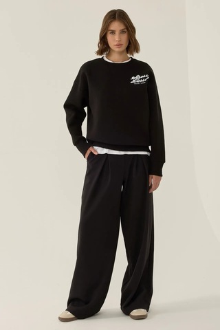 Hiccup Comfort Fit Sloganlı Sweatshirt Siyah