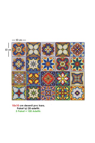 Kendinden Yapışkanlı Karnaval Desenli Pvc Karo 10x10 Cm 5 Li Paket