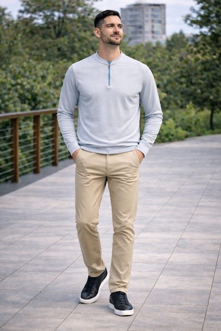 Alexandergardi Hakim Yaka Yarım Fermuarlı Erkek Sweatshirt Mavi