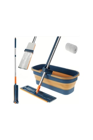 Katlanabilir Temizlik Mopu Ve Tekerlekli Kova Seti