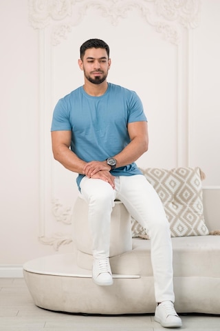 Paul Martin Bisiklet Yaka Önü Baskılı Pamuklu Basic Regular Fit T-shirt 001