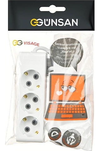 Visage Üçlü Çocuk Korumalı Topraklı Grup Priz 3m