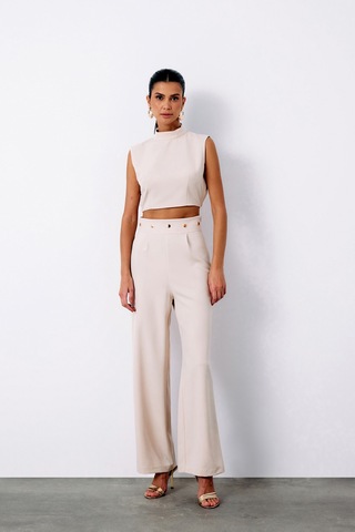 Sateen Bel Aksesuarlı Pantolon - Bej-135211 Bej