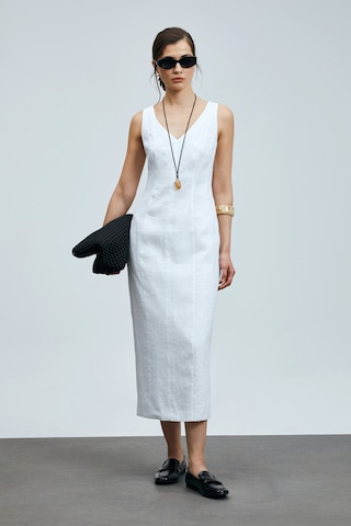 Lufian Honey Kadın Kolsuz Keten Elbise Beyaz Beyaz 121290016100500 Beyaz