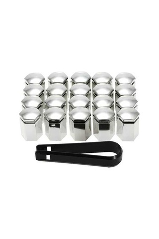 Fastbuy Vauxhall Jant Kapakları Seti 17x30mm, 20 Adet Gümüş, Uygulama Aleti İçerir