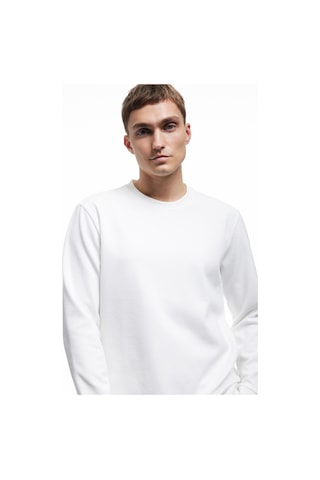 Koton Uzun Kollu Bisiklet Yaka Basic Sweatshirt Beyaz 7wam70011mk