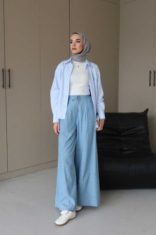 Neways 1167-denim Bol Paça Pantolon Mavi Mavi