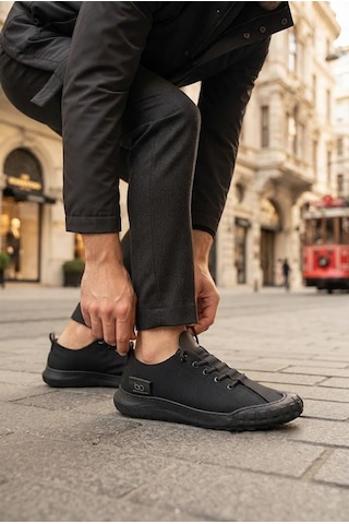 Fort 2065 Bst Rahat Esnek Lastik Bağcıklı Sneaker Erkek Ayakkabı Siyah