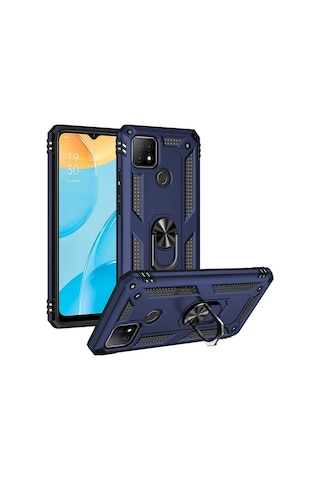 Oppo A15s Kılıf Sert Silikon Yüzüklü Stand Özellikli Kapak