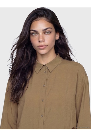 Lcw Modest Yeşil Oversize Modal Karışımlı Kadın Gömlek Tunik