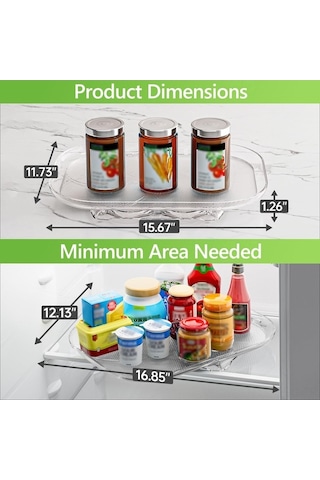 Pazly Buzdolabı Organizasyonu: Pratik Döner Saklama Tepsisi - Yağ, Baharat, Meyve, Sebze İçin Şeffaf Şeffaf