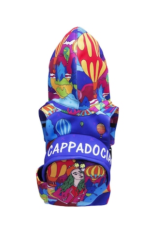 İkigai City Serisi Okula Dönüş Kapadokya Desenli Çıkabilir Kapüşonlu Hafif Notebook Cepli Sırt Çantası - Renkli Çok Renkli