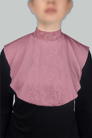 Altobeh Kadın Penye Tesettür Daire Yakalı Dantelli Boyunluk - Koyu Pembe