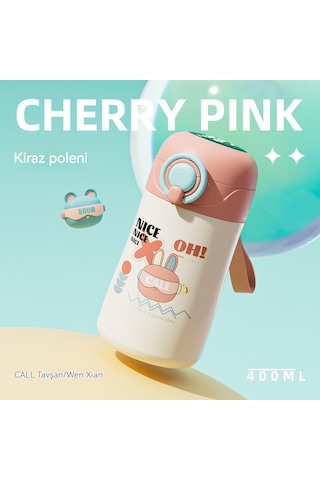 Jian Fan Paslanmaz Çelik Akılı Termos Bardağısı Caklıgösteren Saman Su Bardağıpembe Pembe