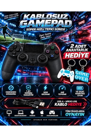 Dexxony Ps4 Uyumlu Kablosuz Bluetooth Oyun Kolu Pc/android Tv, Ölü Bölge, Siyah