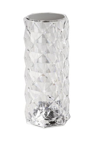 Lucignano Led Pilli Masa Lambası, Kristal Masa Lambası, Kablosuz, Rgb Renk Değişimli Kristal Lamba, Plastik, Şeffaf Çok Renkli