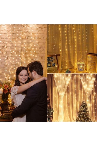Uzaktan Kumandalı USB 8 Animasyonlu 2x2 M 10 Saçak 200 Led Peri Telli Perde Led Renkli
