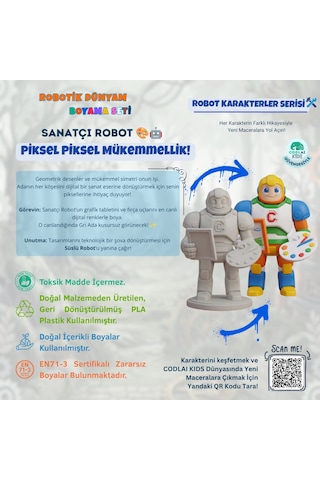 Codlaı Kids Robotik Dünyam 3d Boyama Seti - Çocuklar İçin Eğitici Yaratıcı Oyuncak Boyama Kiti - Sanatçı Robot