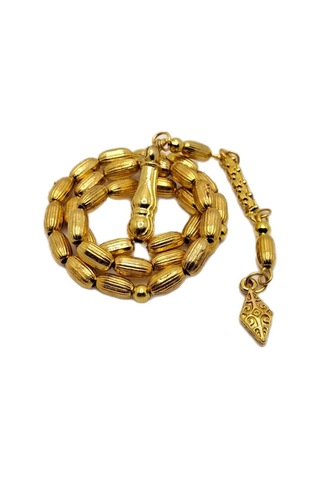 Han Ticarethane Çizgili Model Altın Benzetme Metal Tesbih