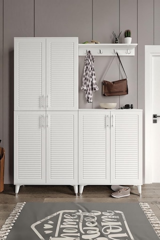 Panjurlu Metal Kulp Prt6190 Portmanto Vestiyer Beyaz Gümüş