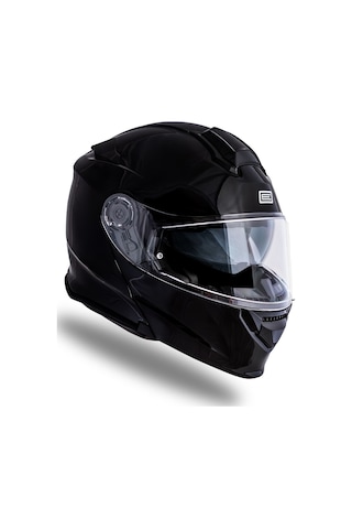 Delta Basic Parlak Siyah Çene Açılır Kask C2 Siyah