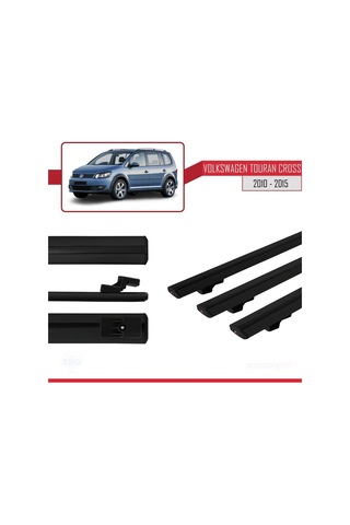 Volkswagen Touran Cross 2010-2015 Arası İle Uyumlu Basic Model Ara Atkı Tavan Barı Siyah 3 Adet