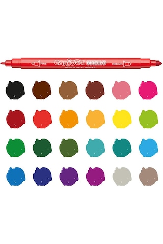 Carioca Birello Yıkanabilir Çift Taraflı Keçeli Boya 24'Lü 41521 N11.194