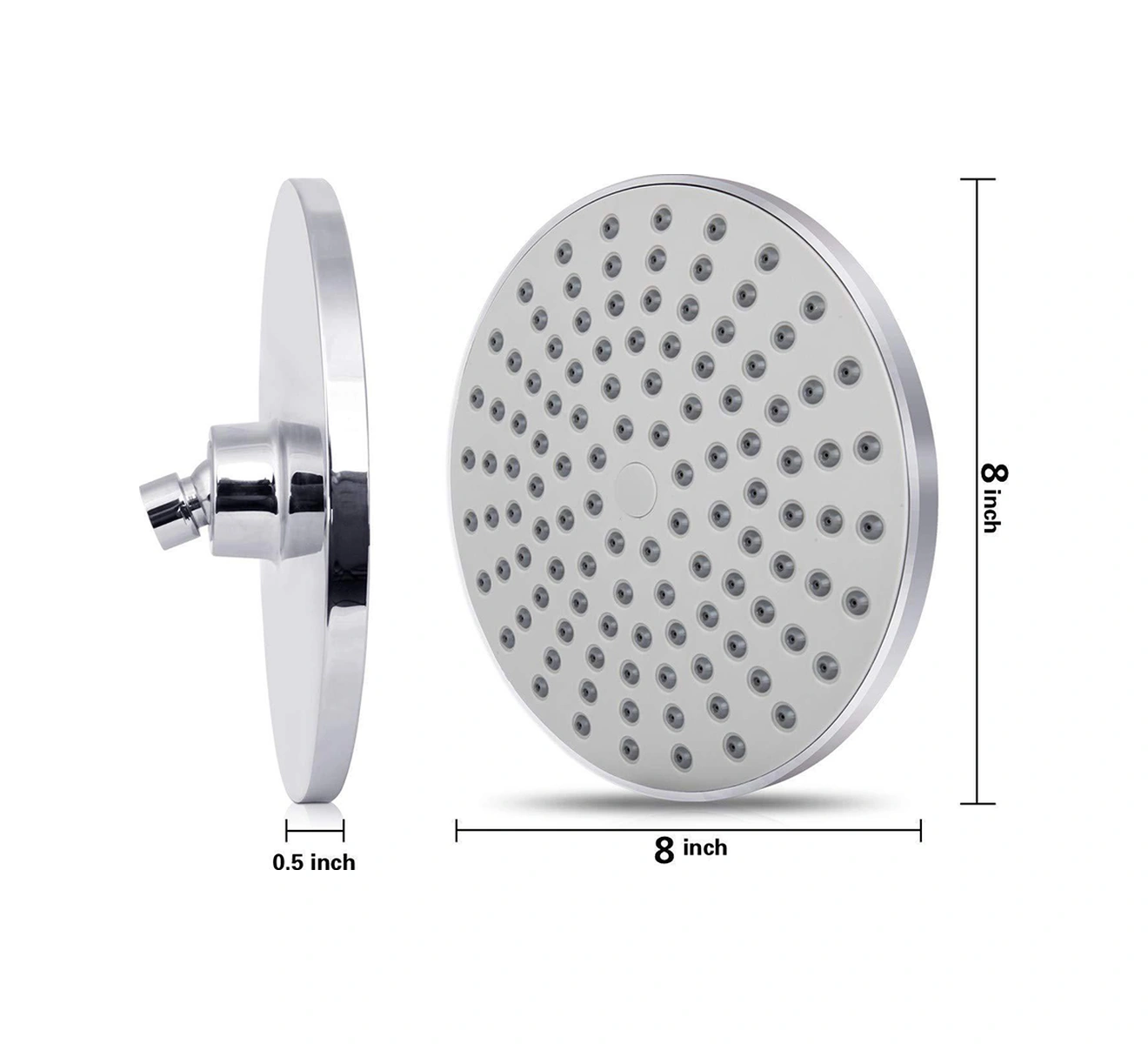 Lemestar 21cm Dairesel Abs Duş Başlığı, G1/2 Bağlantı, Otomatik Temizleme Uçlar, Yüksek Basınçlı Ve Su Tasarruflu, Çelik Kaplama Boru Hariç Gümüş