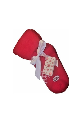 Kadın Kışlık Termal Yılbaşı Temalı Polar Çorap Kırmızı