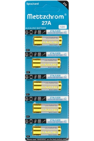 Mettzchrom 27a 12v Alkalin Pil 5 Adet Oto Ve Kapı Kumanda Pili
