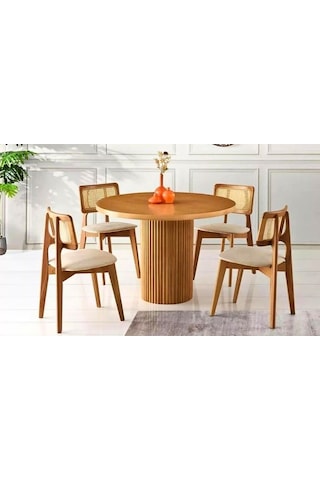 Helios Beyaz Hazeranlı Ceviz Ahşap Bohem Sandalye