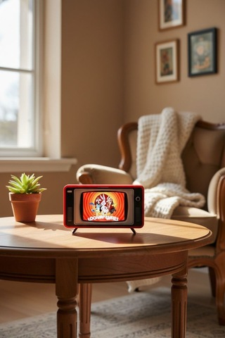 Nostaljik Retro Tv Akıllı Telefon Standı - Şarj Destekli Çok Renkli