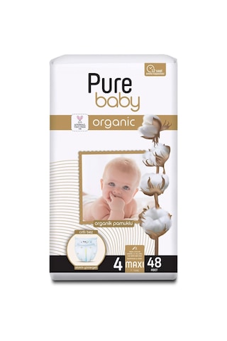 Pure Baby Organic Bebek Bezi 4 Numara Maxi 48 Adet