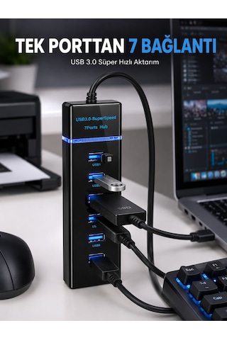 Usb Hub 7 Port Usb 3.0 Çoklayıcı Windows Uyumlu - Bayi Depom ...