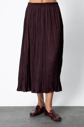On Kadın Kırışık Görünümlü Midi Etek 64209 Bordo Bordo