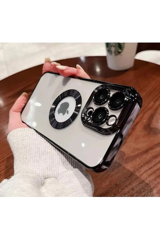 Apple Uyumlu iPhone 14 Pro Extra Kamera Korumalı Kamerası Cam Lensli Lazer Lüx Kılıf - Tam Koruma-kalite Siyah