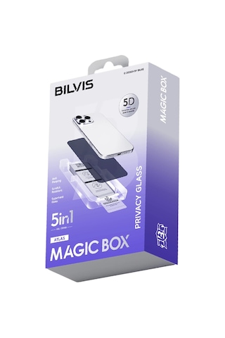 Mey İthalat Apple Uyumlu iPhone 14 Pro Max Bilvis 5in1 5d Magic Hayalet Cam Ekran Koruyucu - Siyah