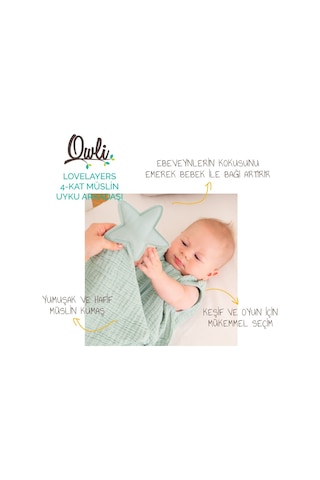 Owli Lovelayers Müslin Uyku Arkadaşı Mint Yeşili