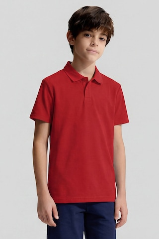 Fiesta Polo Yaka Standart Fit Basic Unisex T-shirt - 11330 Kirmizi
