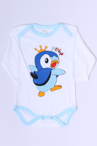 Hçm Bebek Uzun Kollu Zıbın Çıtçıtlı Baskılı D15 Beyaz