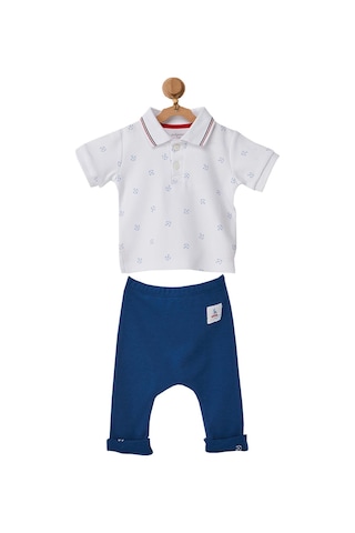 Andywawa Erkek Bebek Polo Yaka Gemi Çapası Motifli Alt Üst Takım Ac22644 001