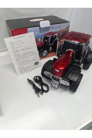 Traktör Şeklinde Bluetooth Hoparlör Şarjlı Kablosuz Speaker Fm Sd Kart Usb - Kırmızı- Tek Ebat