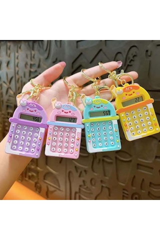 Mini 8 Haneli Hesap Makineli Labirent Oyunlu Karikatür Anahtarlık 1 Adet Ebat:7,3 Cm X 4,8 Cm Turkuaz