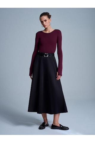 Dilvin 32319 Modal Karışımlı Uzun Kollu Top-bordo-12109 Bordo